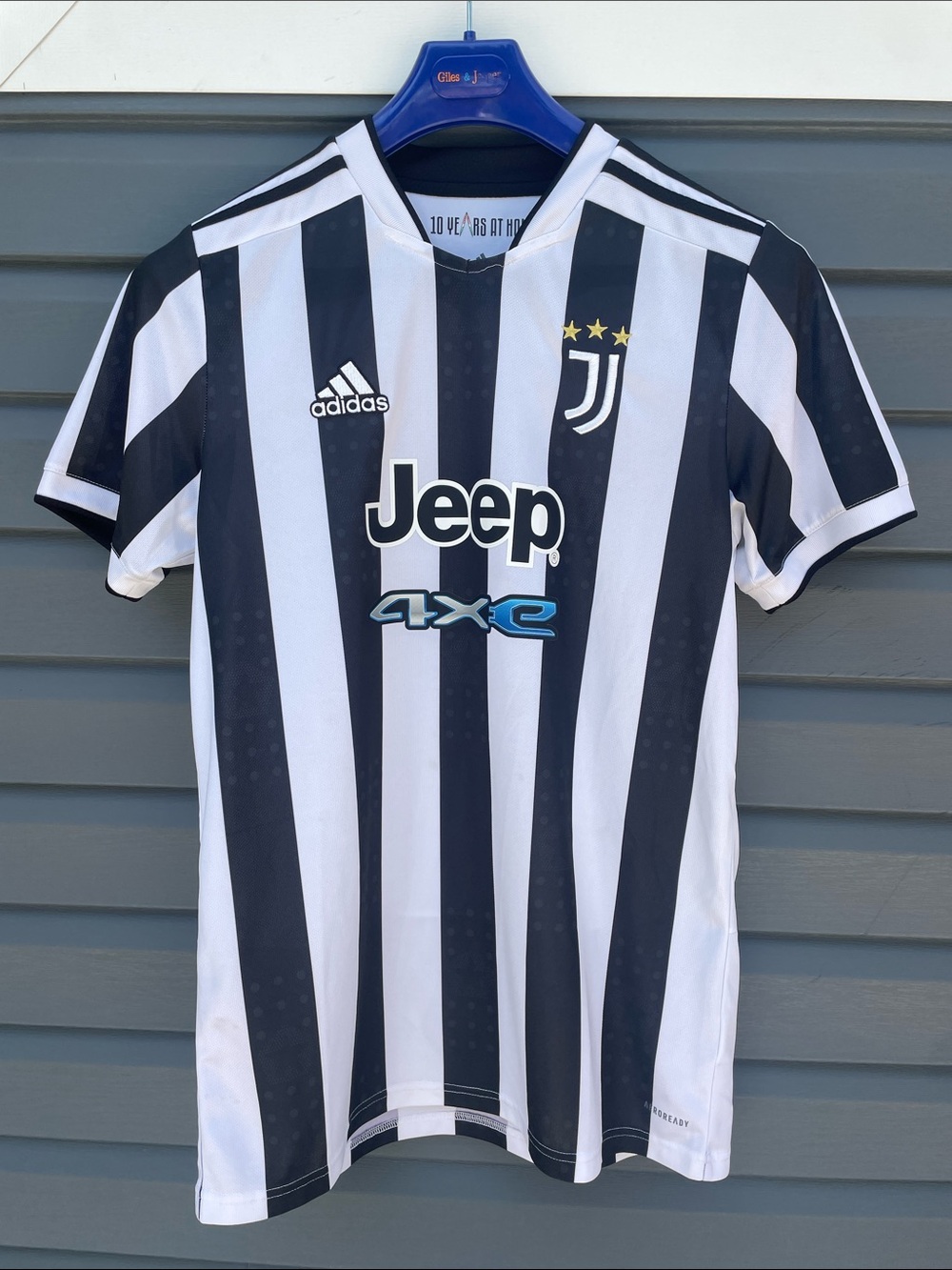 adidas Juventus Black and White Striped Soccer Jersey with Jeep Sponsor